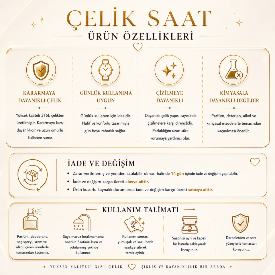 Aurelle Gold Pembe Çelik Saat