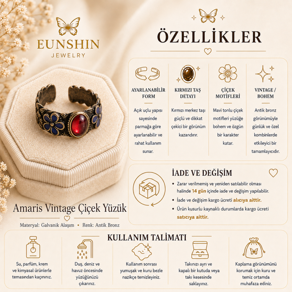 Amaris Vintage Flower Yüzük