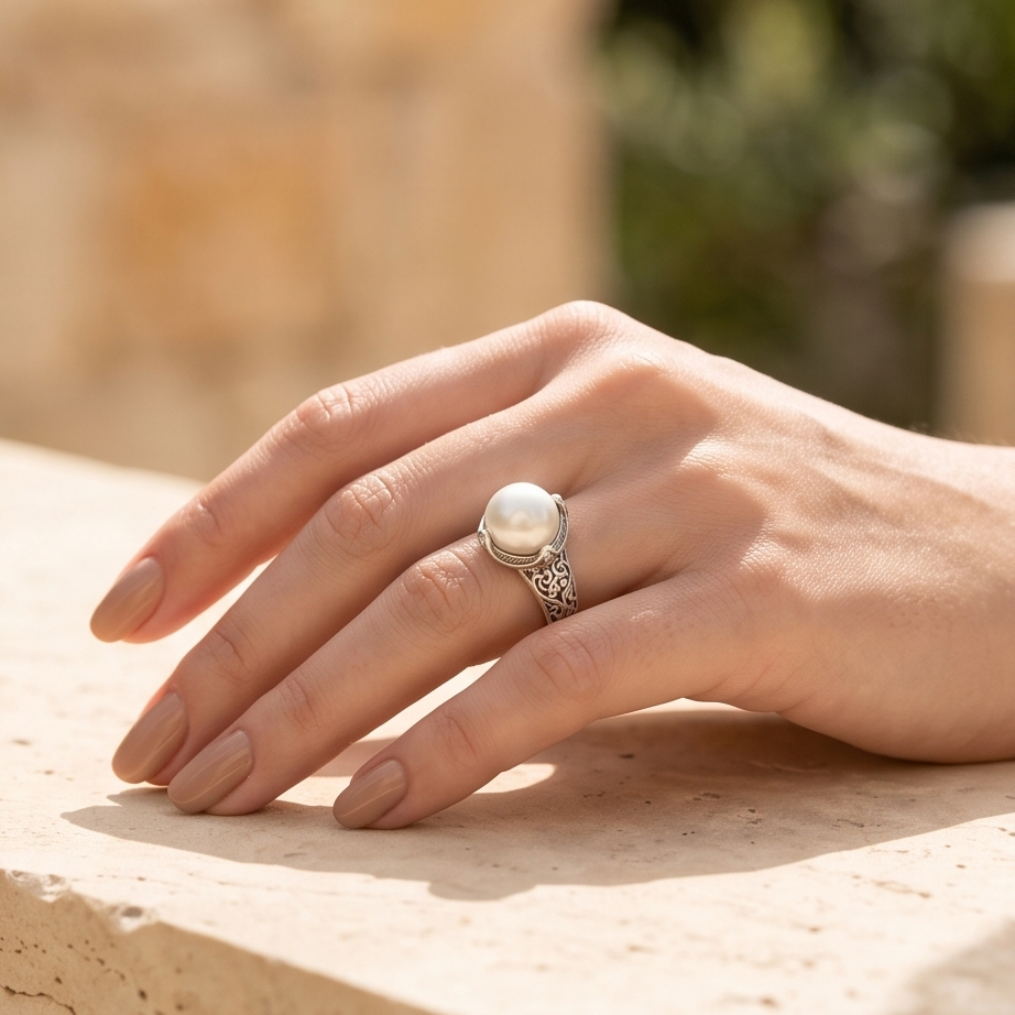 Elodie Pearl Silver Yüzük