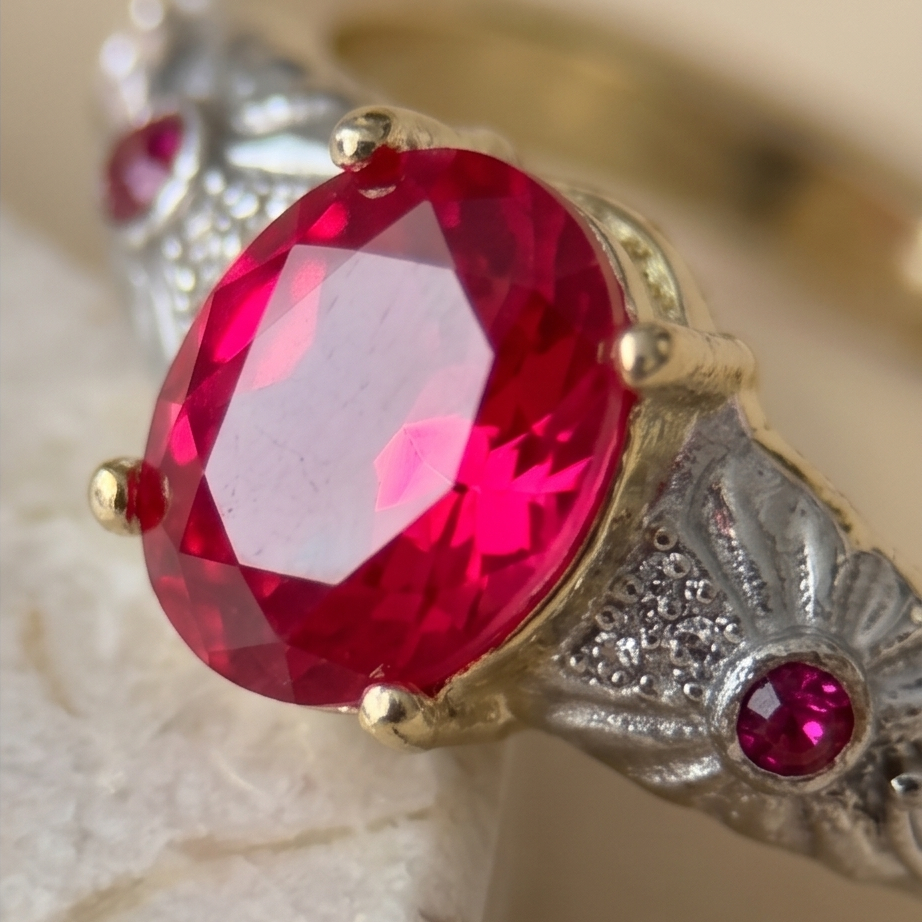 Rosella Ruby Silver& Gold Yüzük