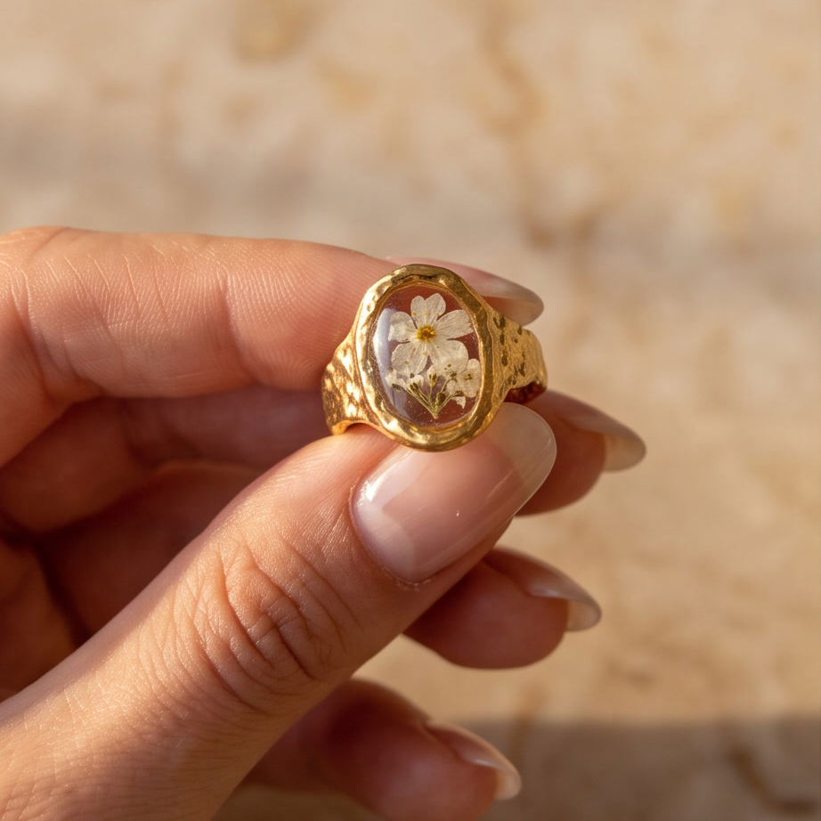 Fleur Botanica Gold Çelik Yüzük
