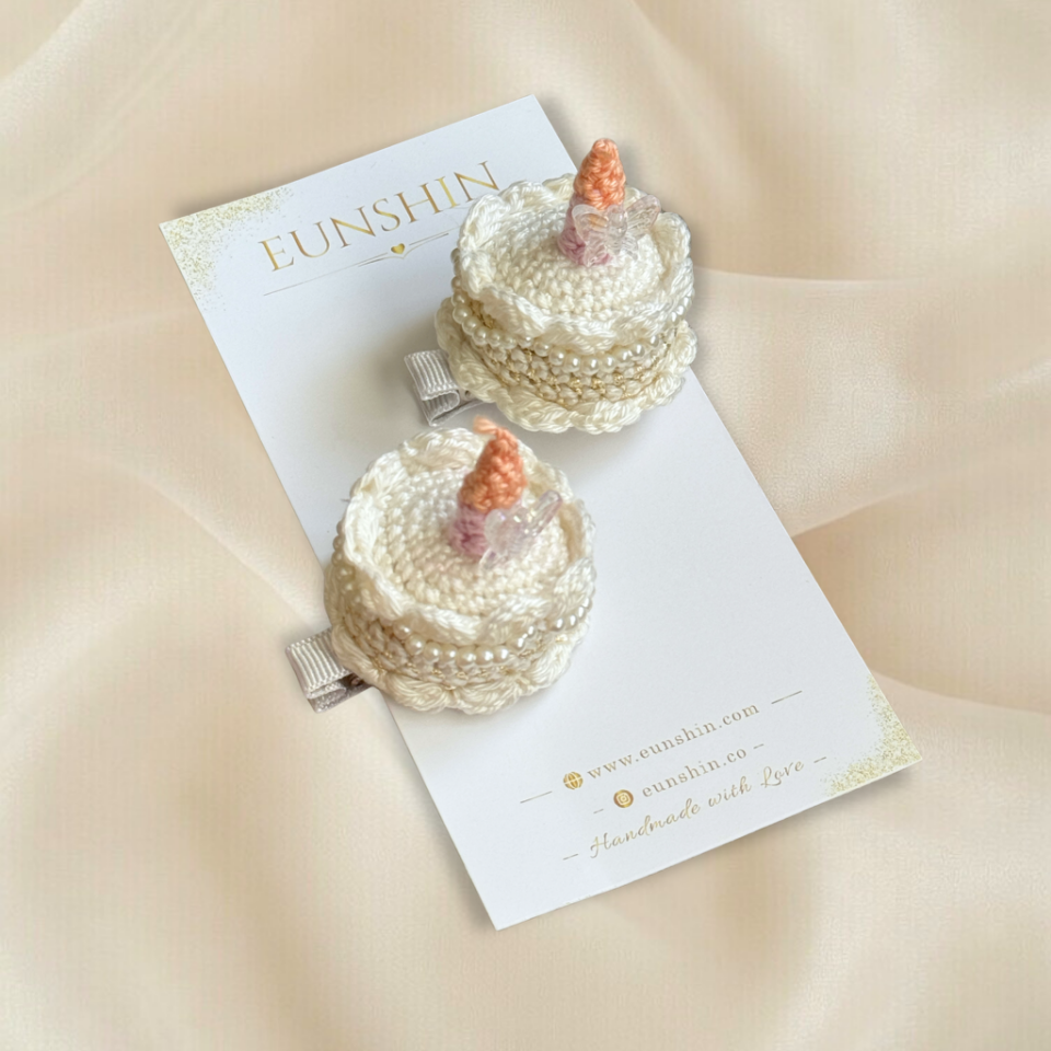 Doğum Günü Pastası Amigurumi Saç Tokası | Bebek ve Kız Çocuk Klips Toka 5 cm