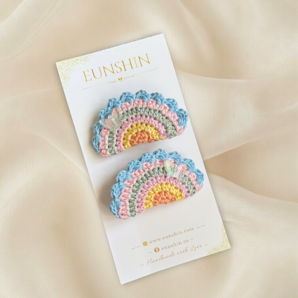 Gökkuşağı Saç Tokası | El Örgüsü Kız Çocuk Klips Toka 5 cm