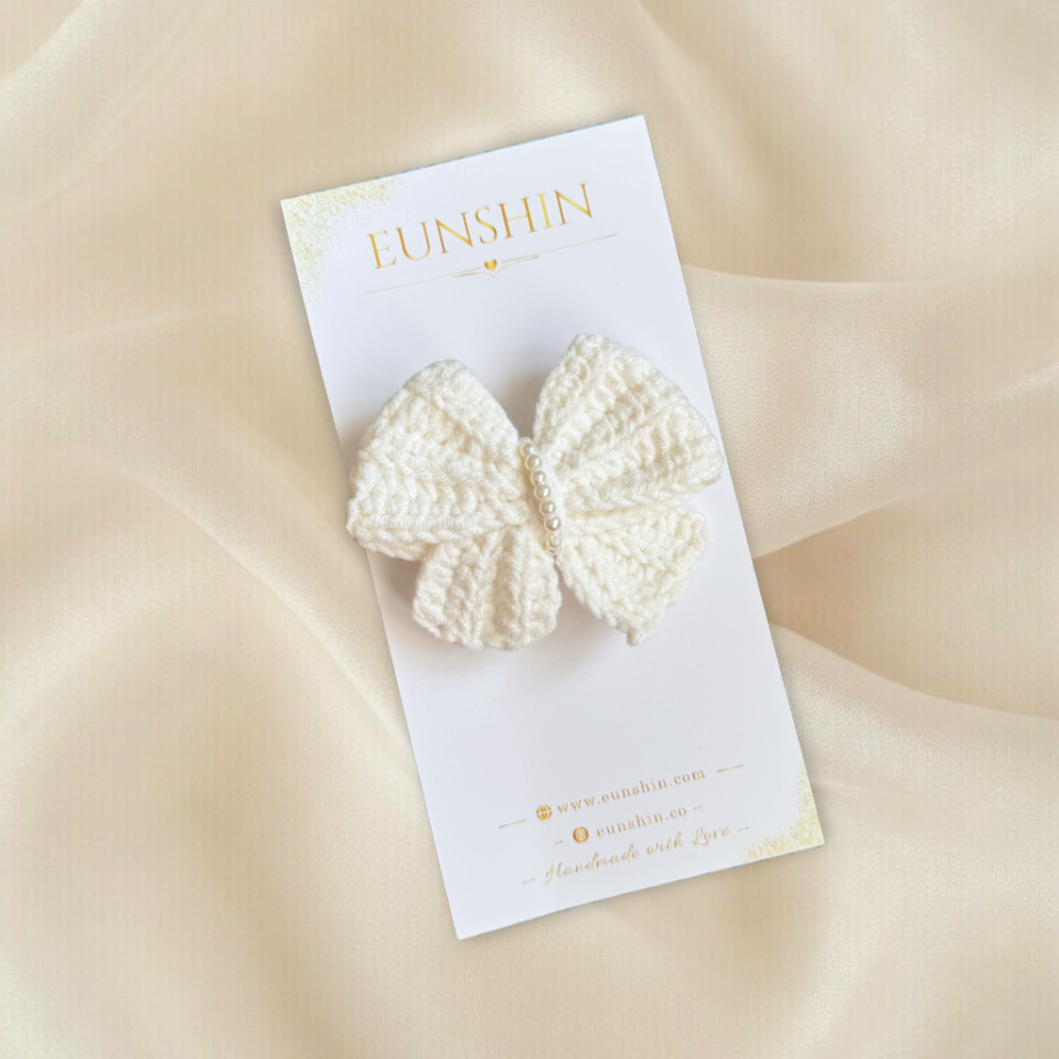 Örgü Fiyonk Klips Toka 5 cm – El Yapımı Çocuk Saç Tokası