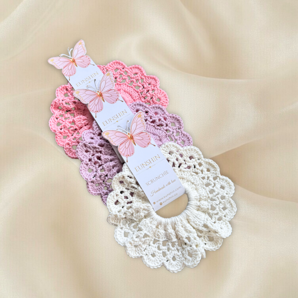 El Örgüsü Dantel Scrunchie Lastik Toka – Geniş Saç Lastiği