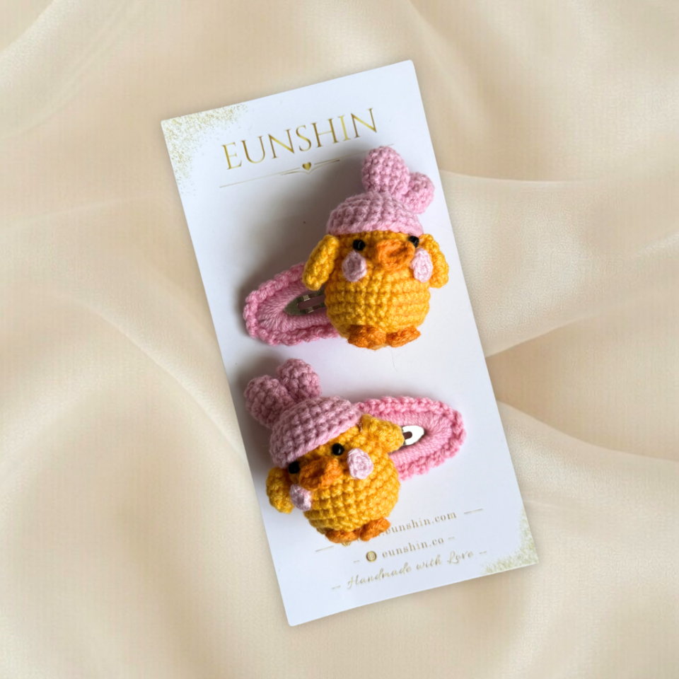 Amigurumi Civciv Çıtçıt Toka – El Örgüsü Çocuk Saç Tokası 5 cm