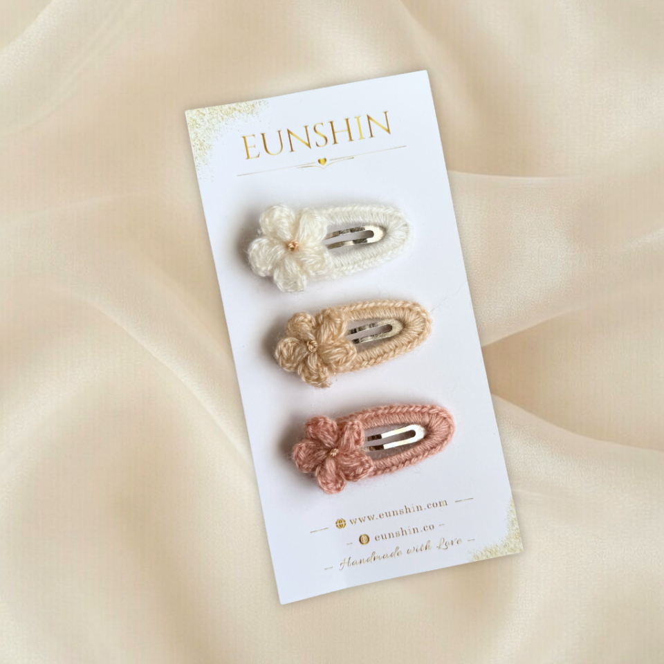 Papatya Çıtçıt Toka – El Örgüsü Çocuk Saç Tokası 5 cm