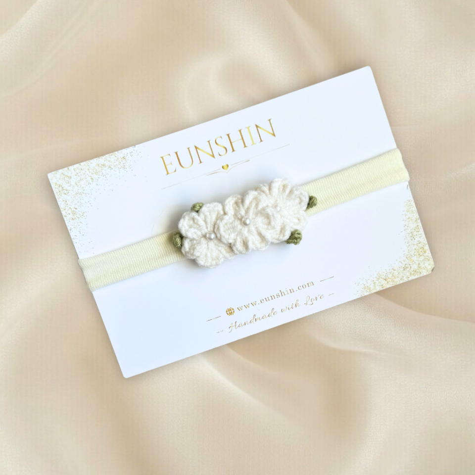 El Örgüsü Çiçek Obje Bebek Kafa Bandı | Yenidoğan ve Bebek Saç Bandı