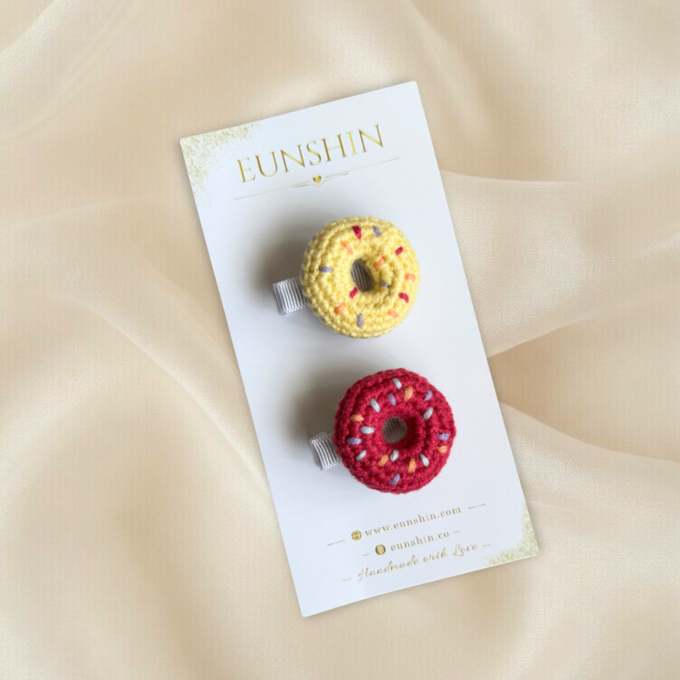 Donut Amigurimi Örgü Toka 4,5 cm Klips | El Yapımı Saç Aksesuarı
