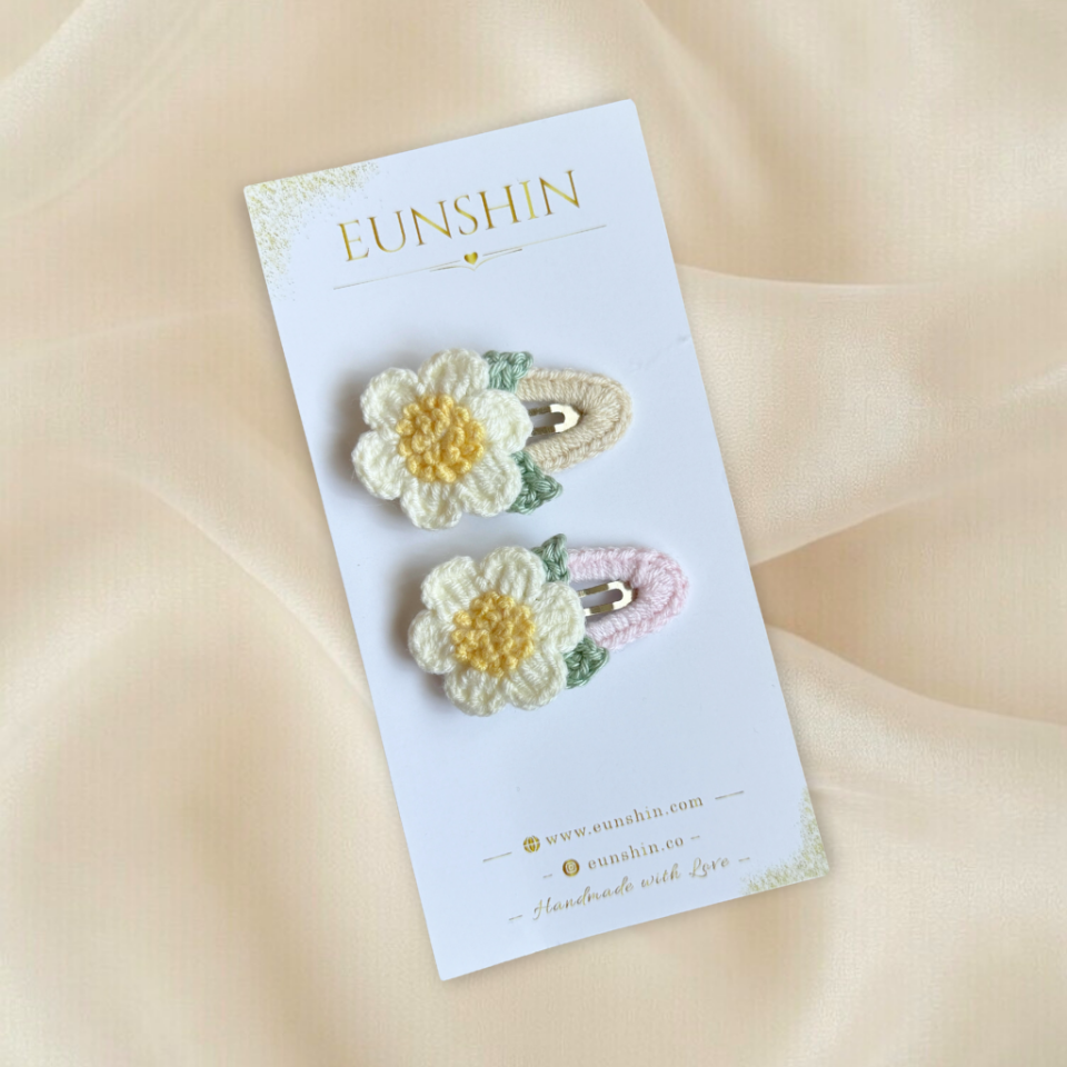 Papatya Çıtçıt Toka 5 cm – El Yapımı Çiçekli Saç Tokası (2 Renk Seçenekli)