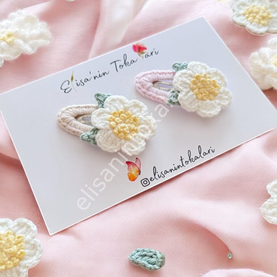 Papatya Çıtçıt Toka 5 cm – El Yapımı Çiçekli Saç Tokası (2 Renk Seçenekli)