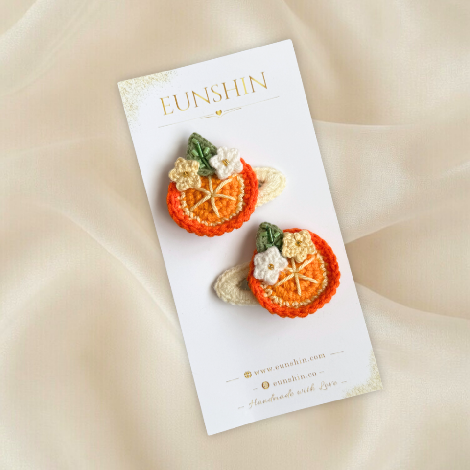 Portakal Dilimi Çıt Çıt Toka 5 cm – El Yapımı Meyve Figürlü Saç Tokası