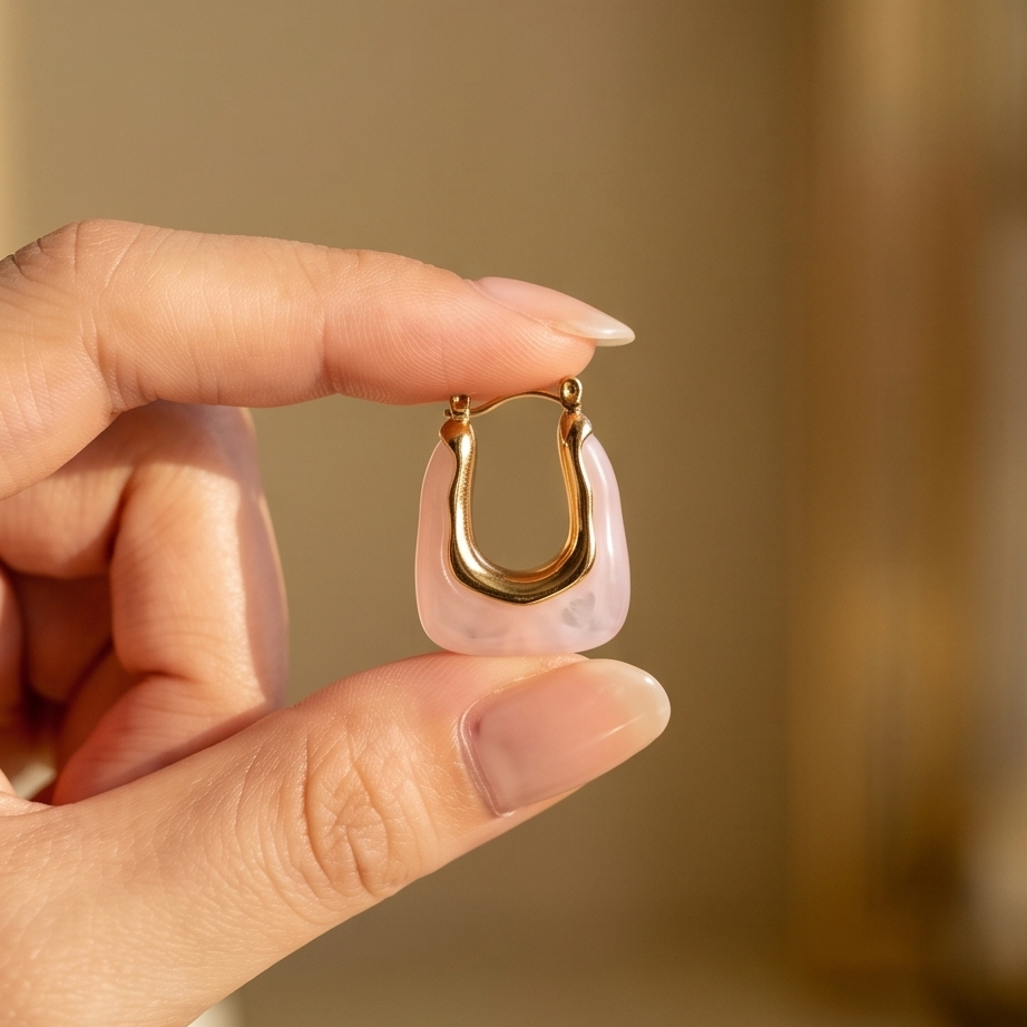 Blush Enamel Çelik Küpe