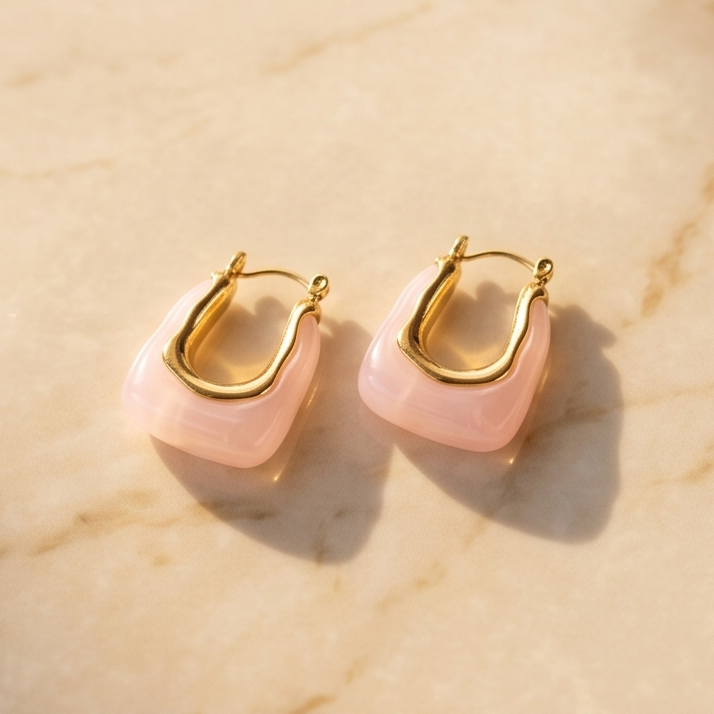 Blush Enamel Çelik Küpe