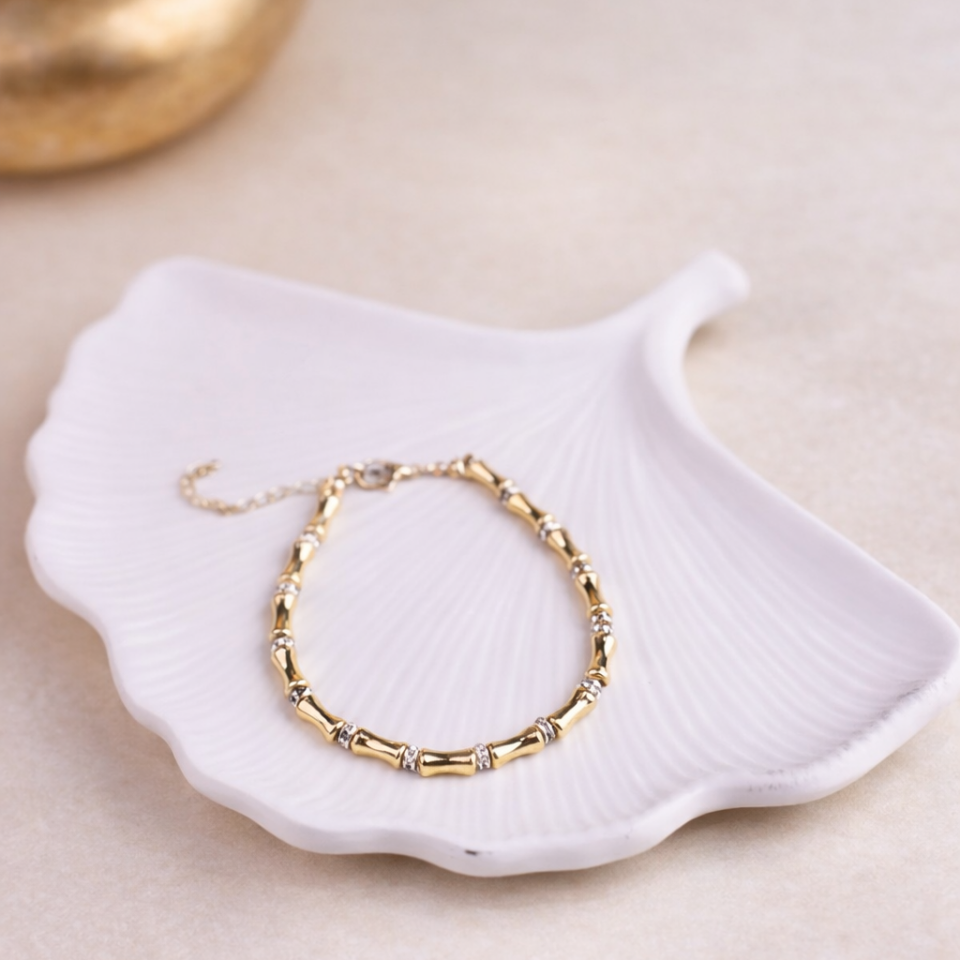 Gold Zirkon Detaylı Kararmaz Bileklik – Minimal & Zarif Günlük Takı