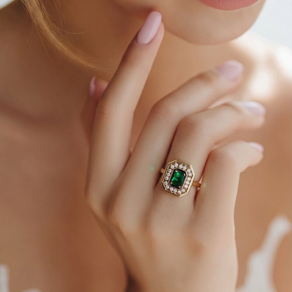 Green Royale Zirkon Ayarlanabilir Yüzük