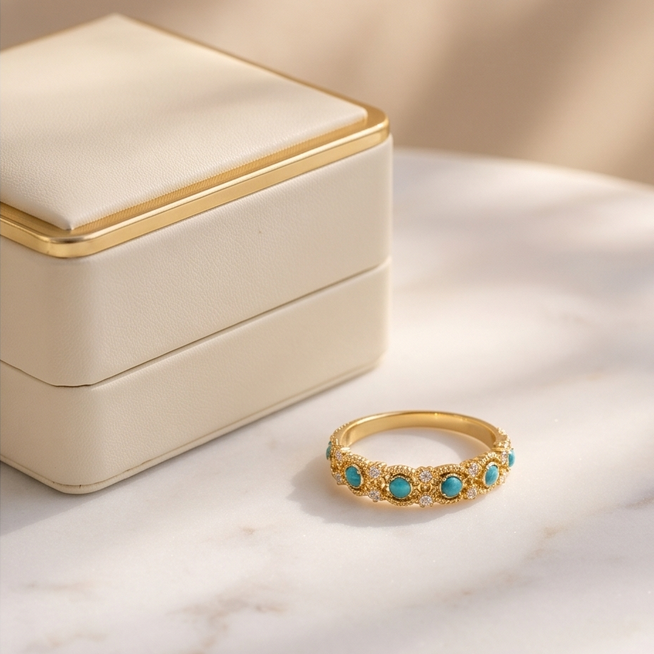 Turquoise Line Vintage Ayarlanabilir Yüzük
