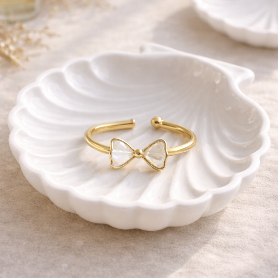 Sedef Detaylı Fiyonk Yüzük Çelik