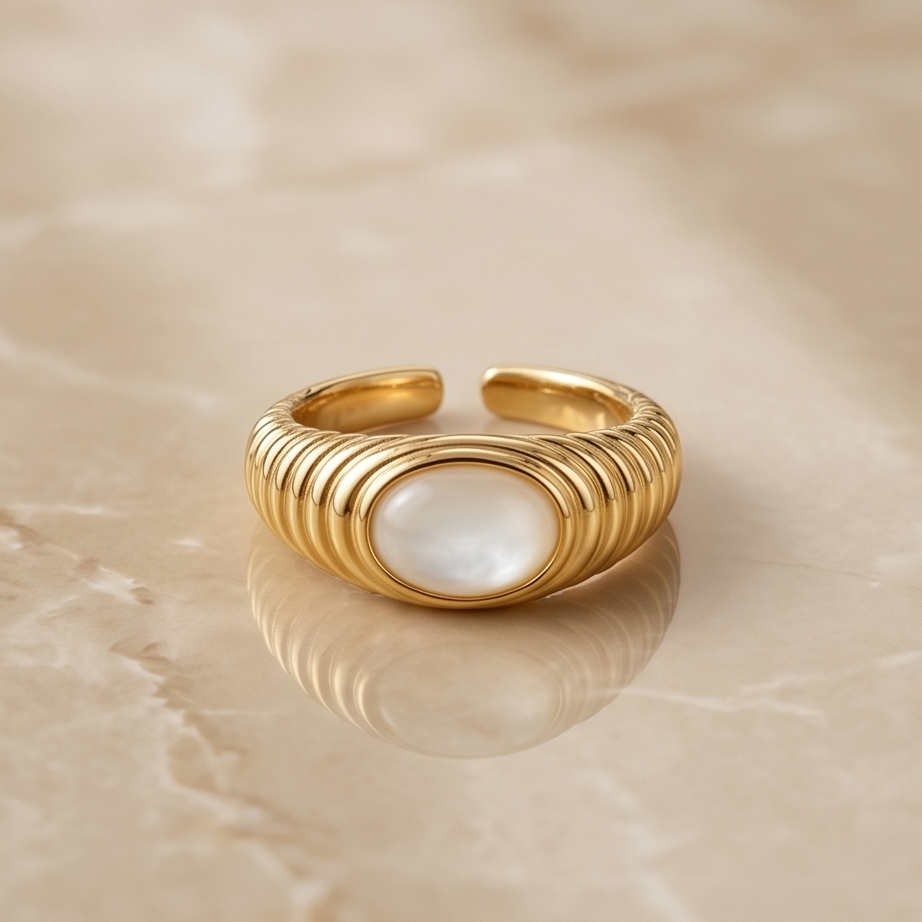 Pearl Aura Ayarlanabilir Çelik Yüzük