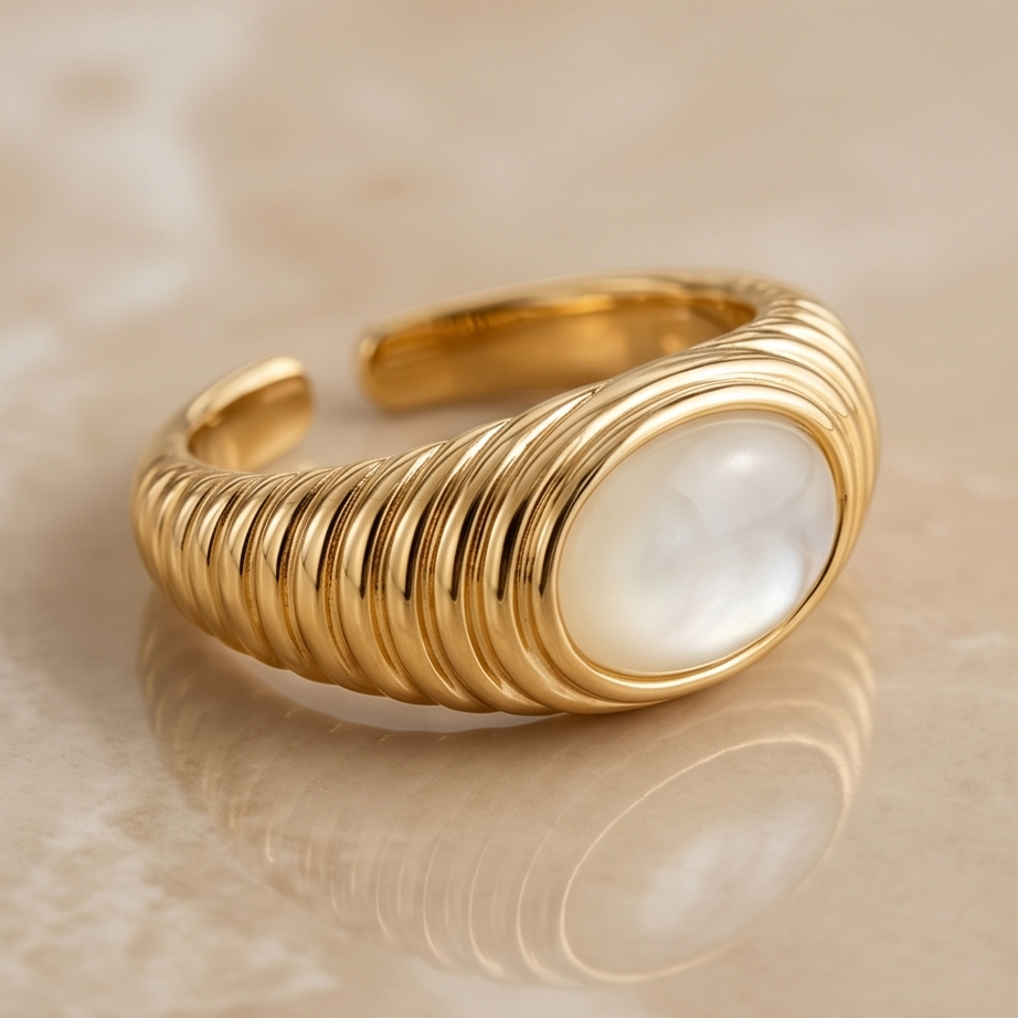 Pearl Aura Ayarlanabilir Çelik Yüzük