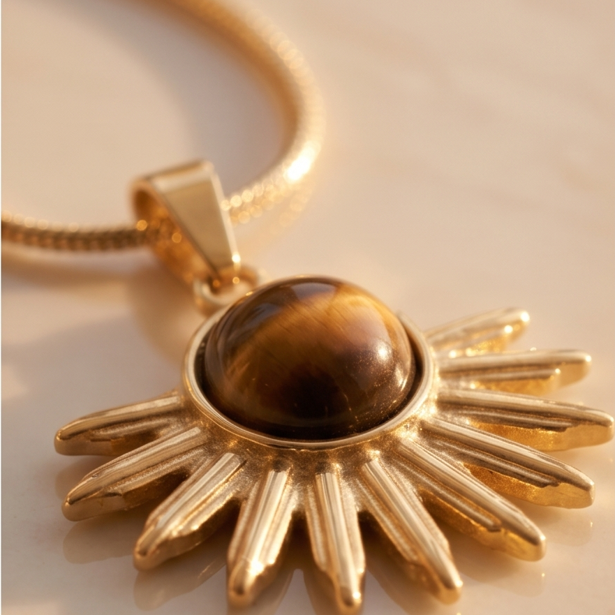 Tiger Eye Soleil Çelik Kolye