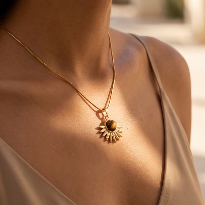 Tiger Eye Soleil Çelik Kolye