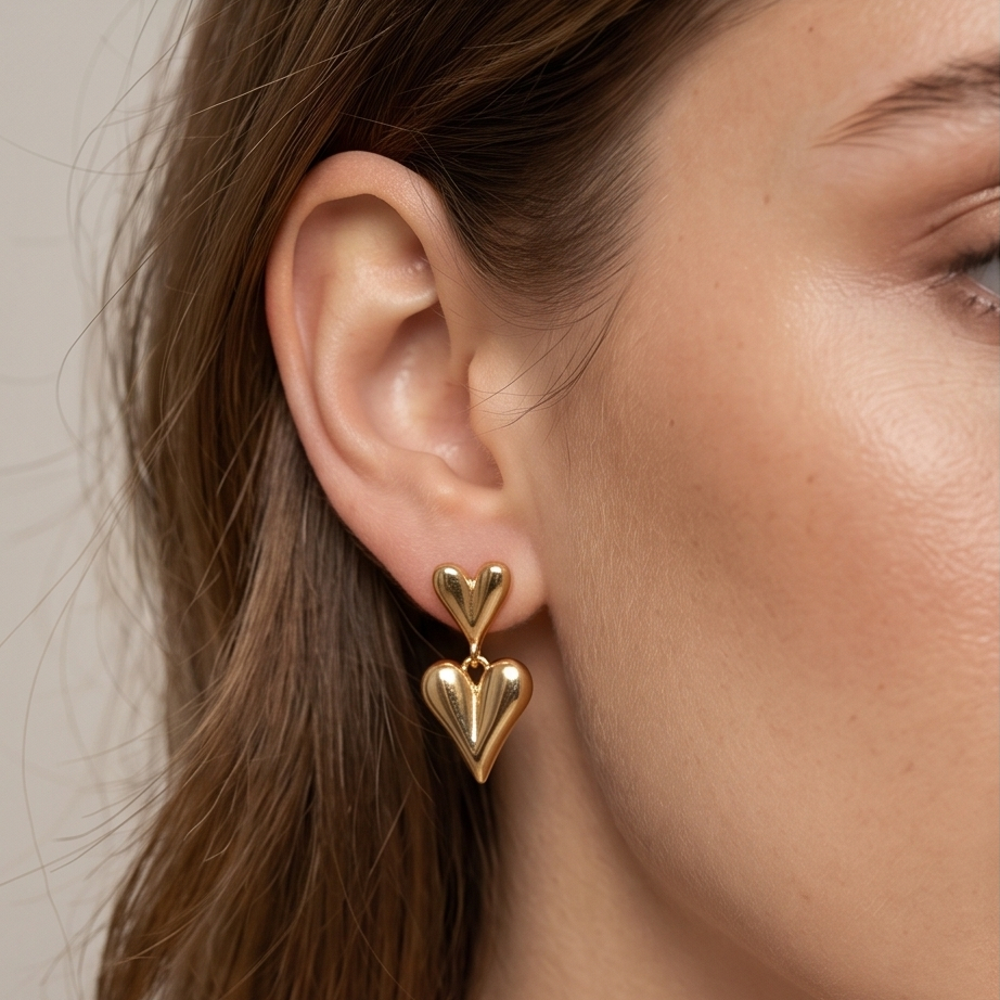 Modern Heart Stud Küpe • Premium Line