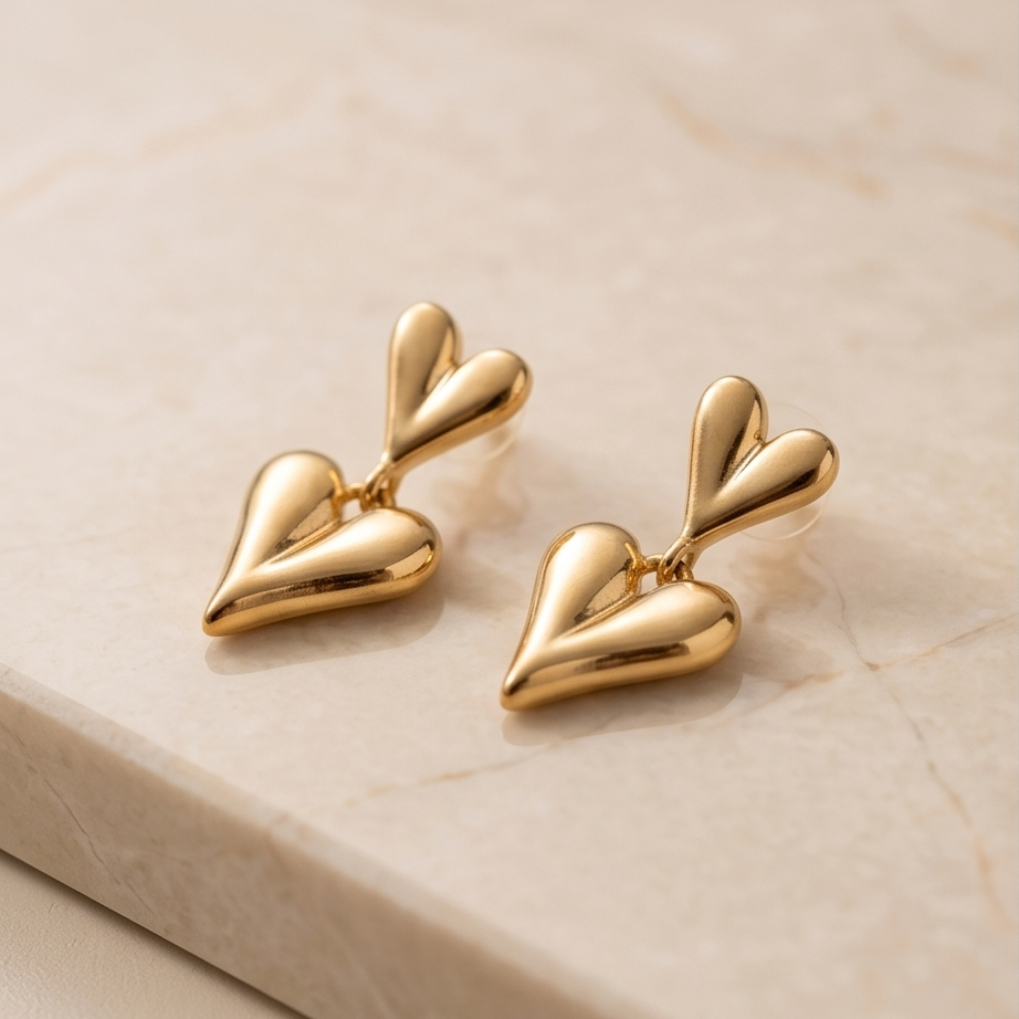 Modern Heart Stud Küpe • Premium Line