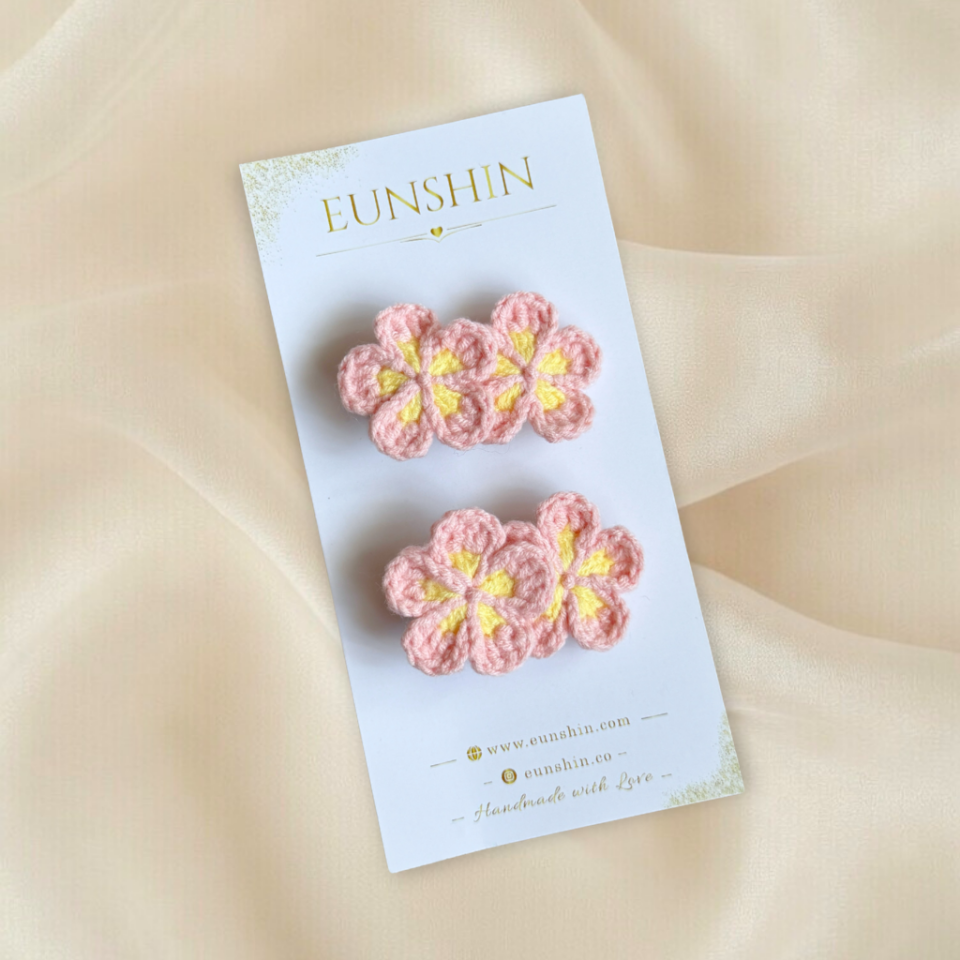 El Yapımı Çiçek Klips Toka 4,5 cm Pastel Saç Aksesuarı