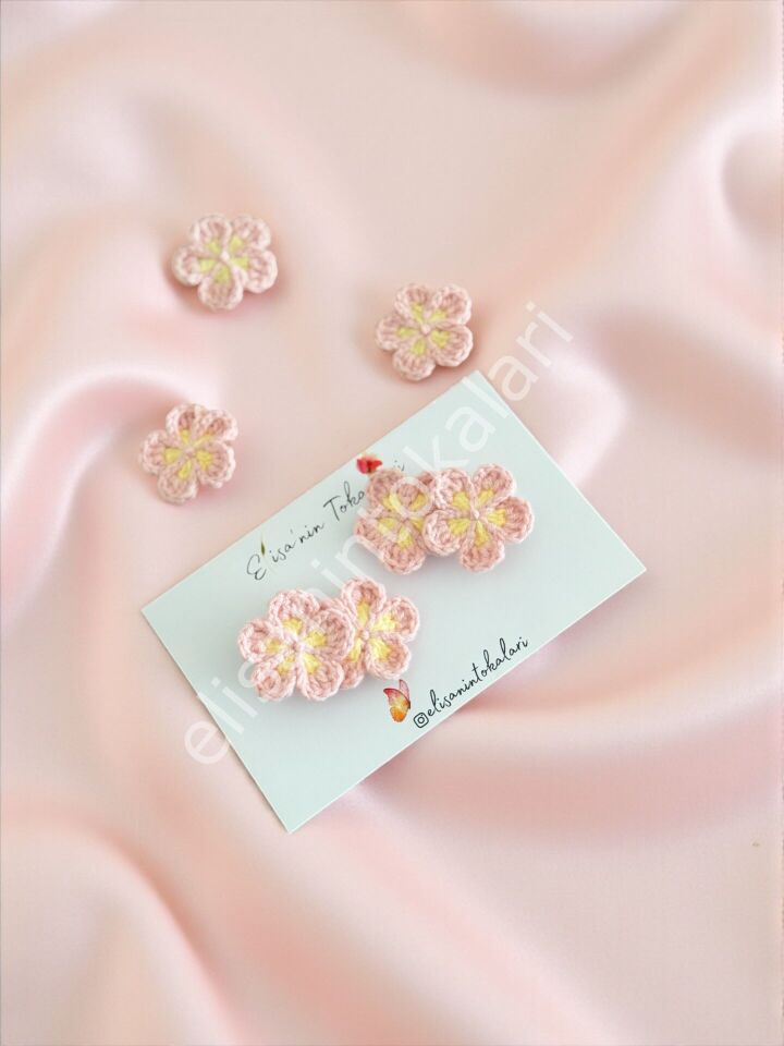 El Yapımı Çiçek Klips Toka 4,5 cm Pastel Saç Aksesuarı