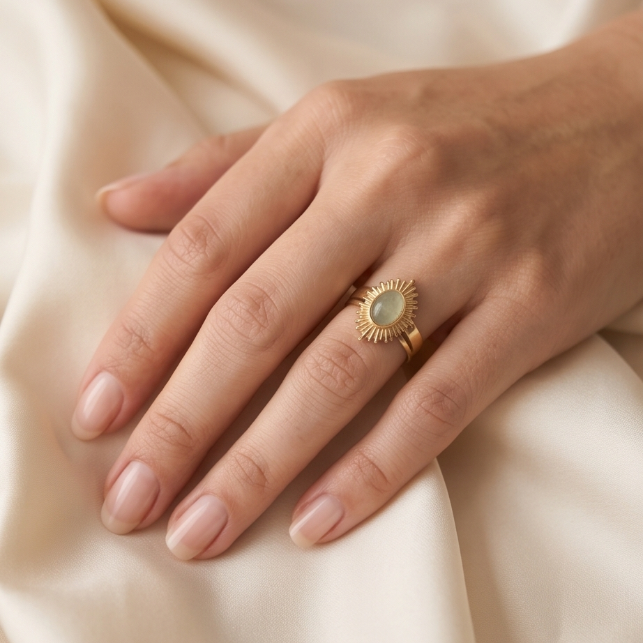 Sage Stone Ayarlanabilir Çelik Yüzük