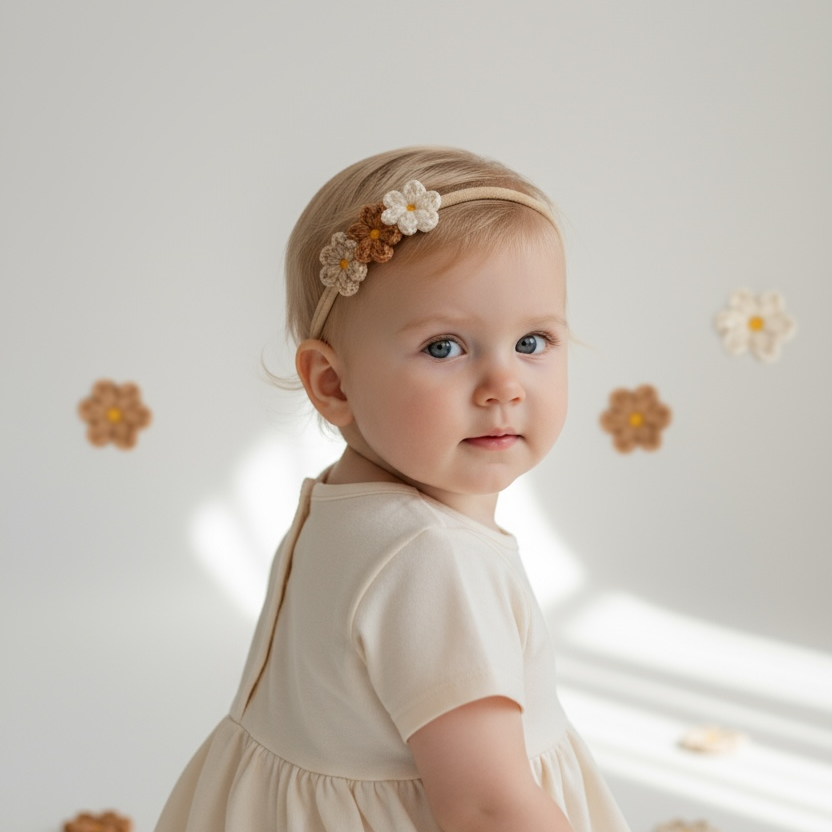 Mini Papatya Detaylı Bebek Soft Kafa Bandı