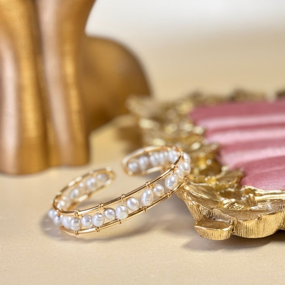 Gerçek İnci Gold Kaplama Bileklik