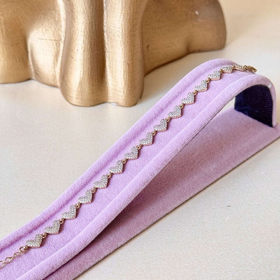 Minimal Kalp Detaylı 14K Gold Kaplama Bileklik Kararmaz