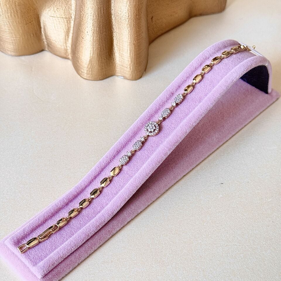 14K Gold Kaplama Kararmaz Bileklik – Zirkon Taşlı