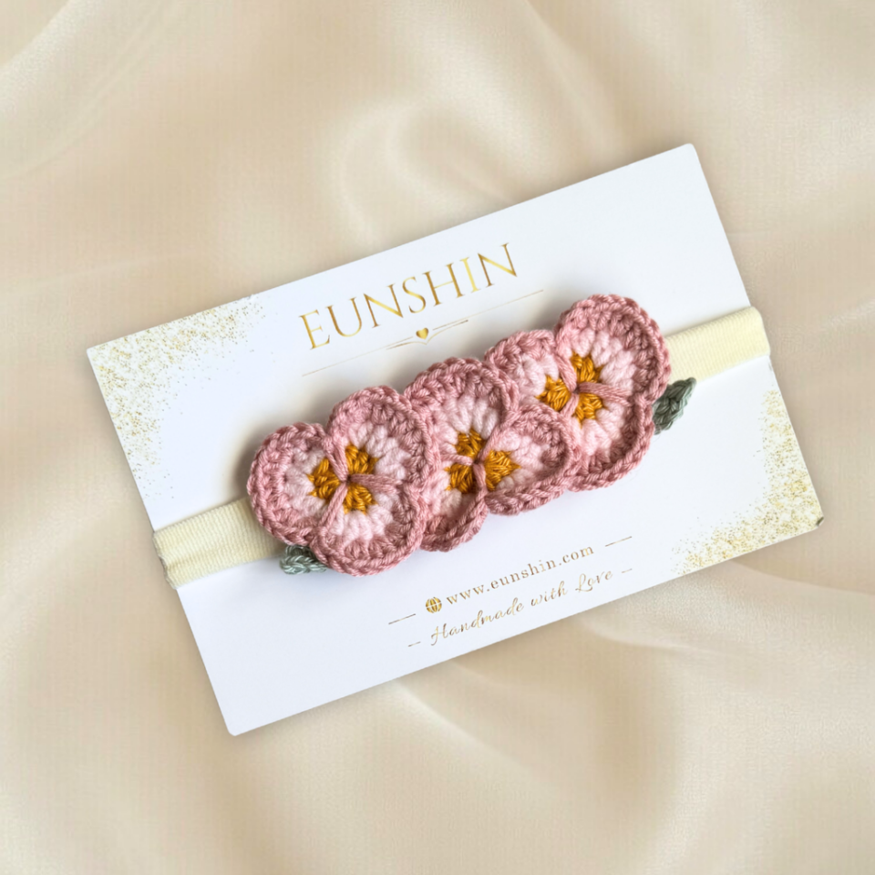 El Yapımı Çiçekli Bebek Saç Bandı – Yumuşak Esnek Bant | Eunshin