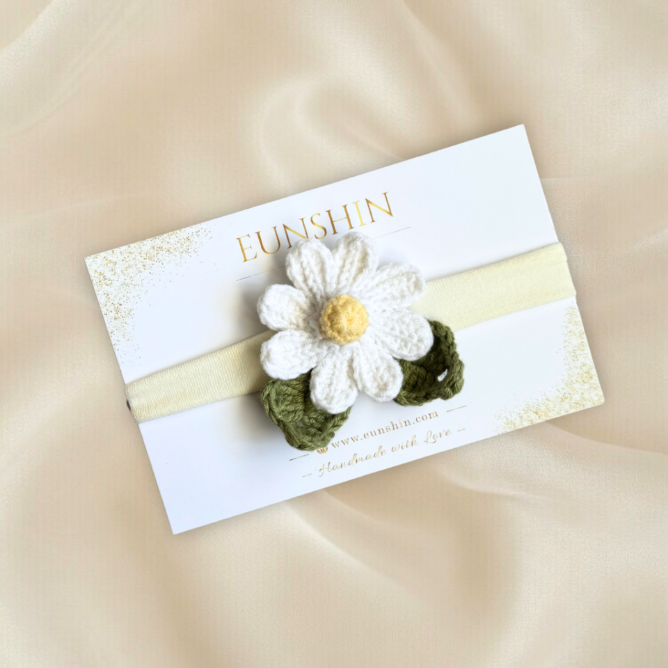 El Yapımı Papatya Bebek Saç Bandı – Doğal ve Yumuşak | Eunshin