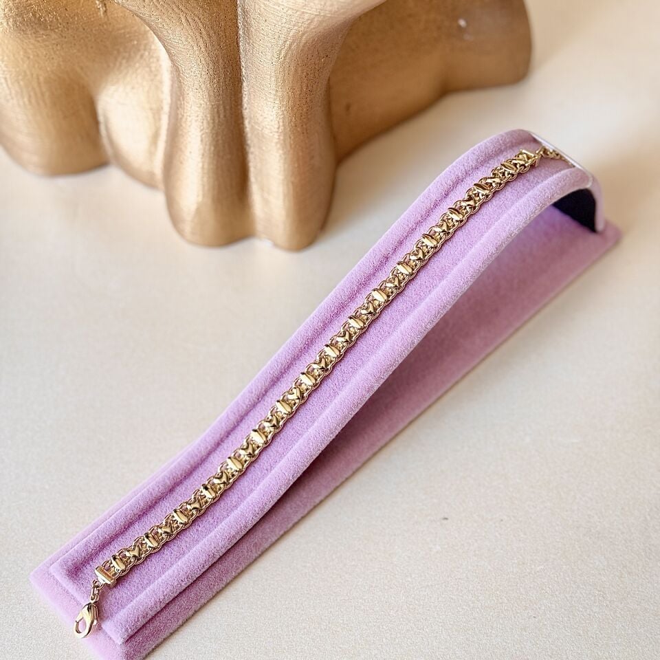 14K Gold Kaplama Kalp Zincir Bileklik Kararmaz