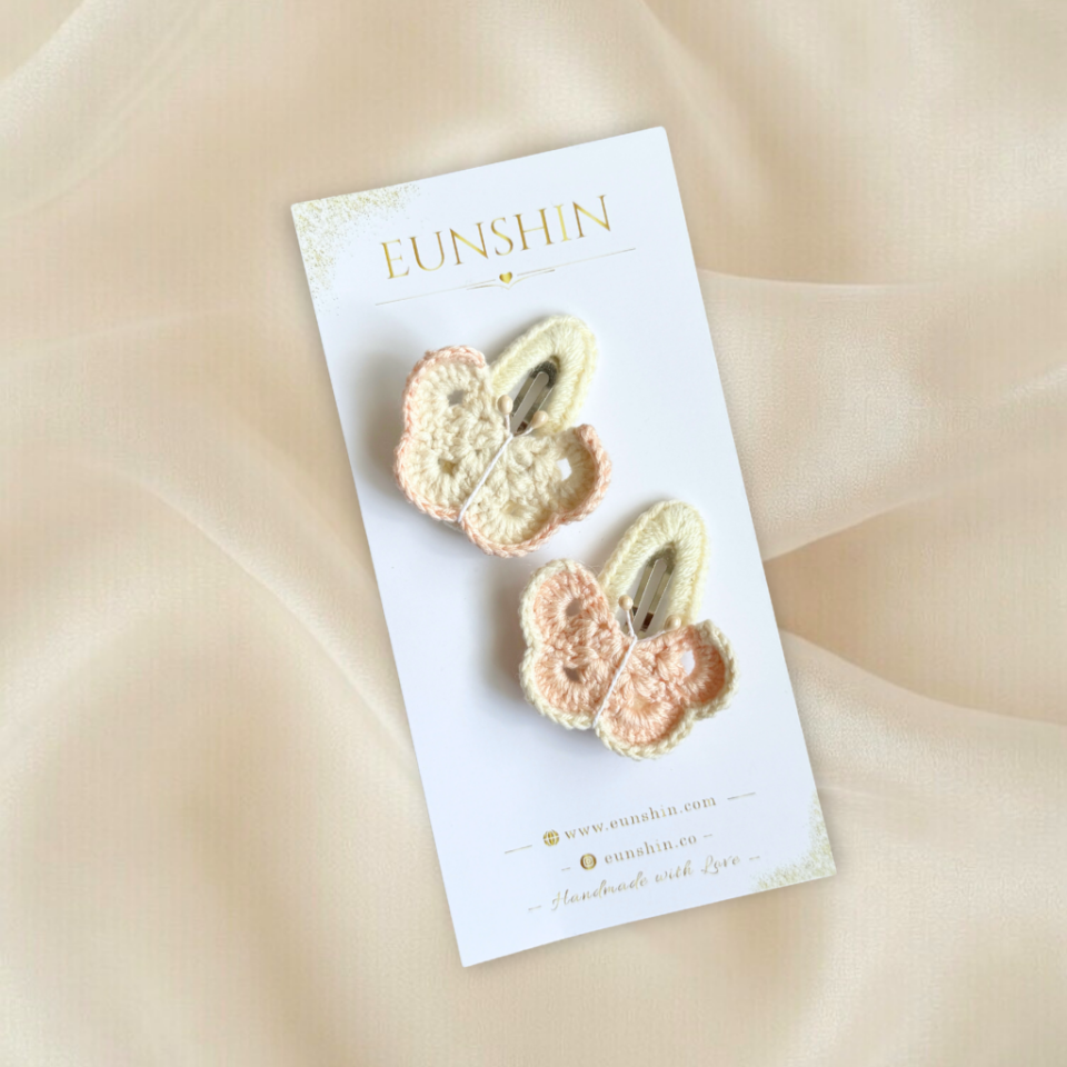 Örgü Kelebek Çıtçıt Toka – 5 cm El Yapımı Saç Tokası | Bebek & Kız Çocuk