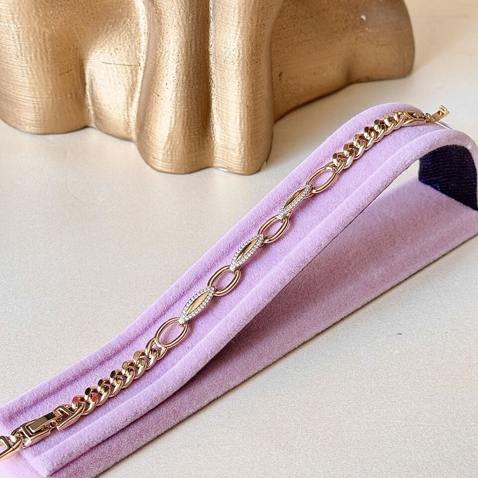 14K Gold  Kaplama Zincir Detaylı Bileklik