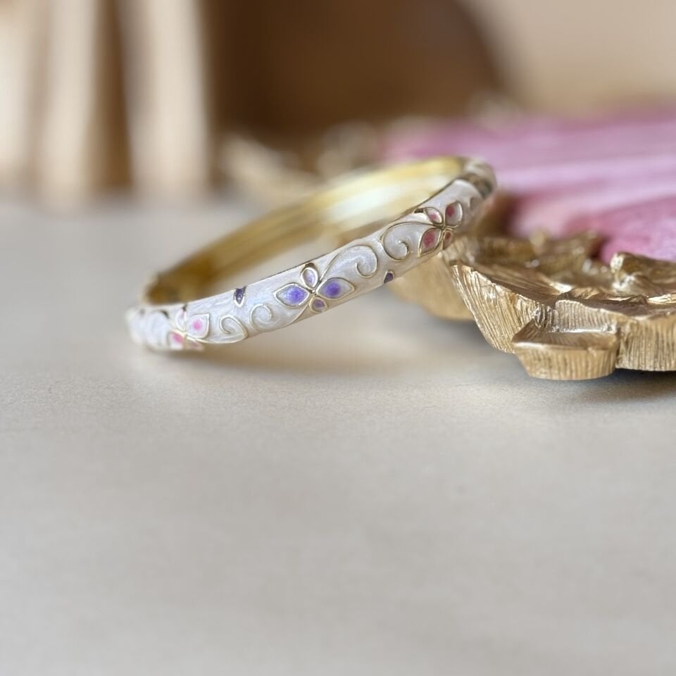 Mine Desenli Gold Kaplama Kelepçe Bileklik