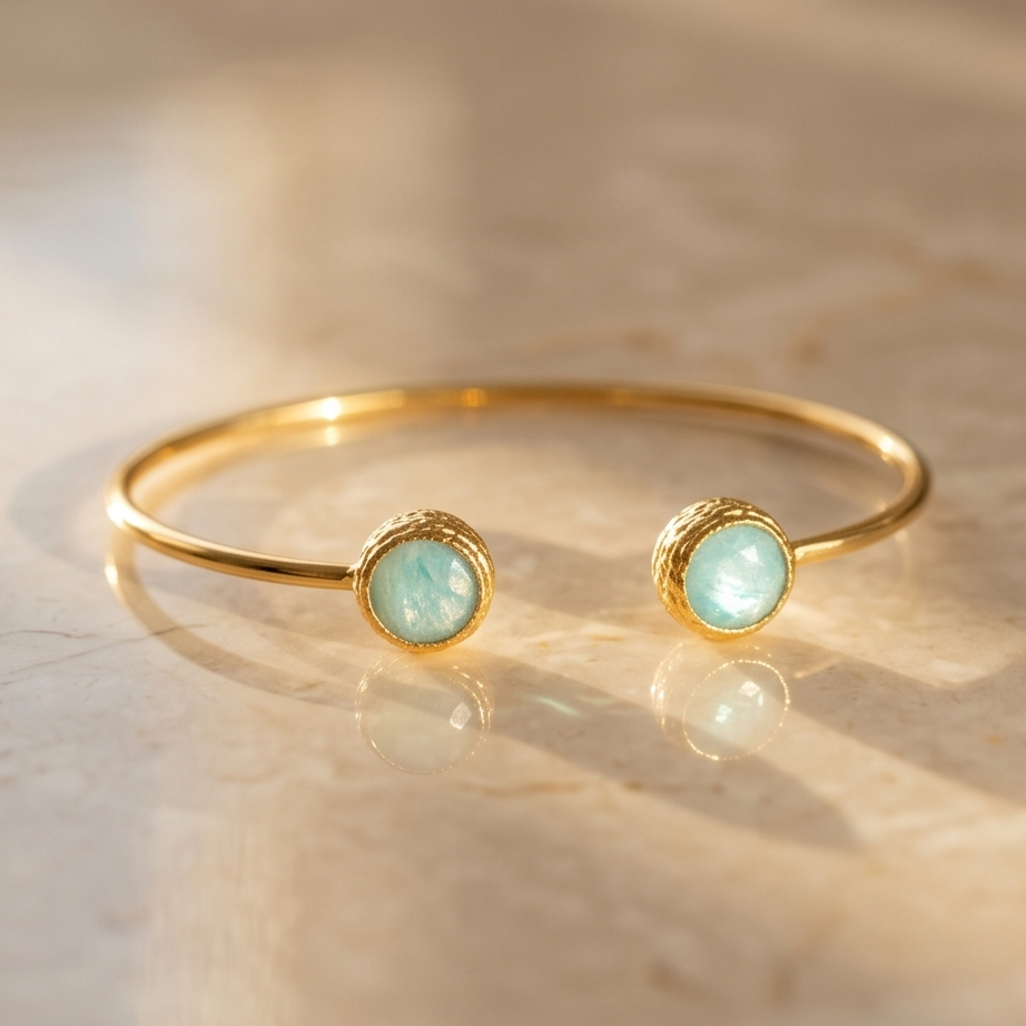 Amazonite Glow Kelepçe Bileklik • Premium Line