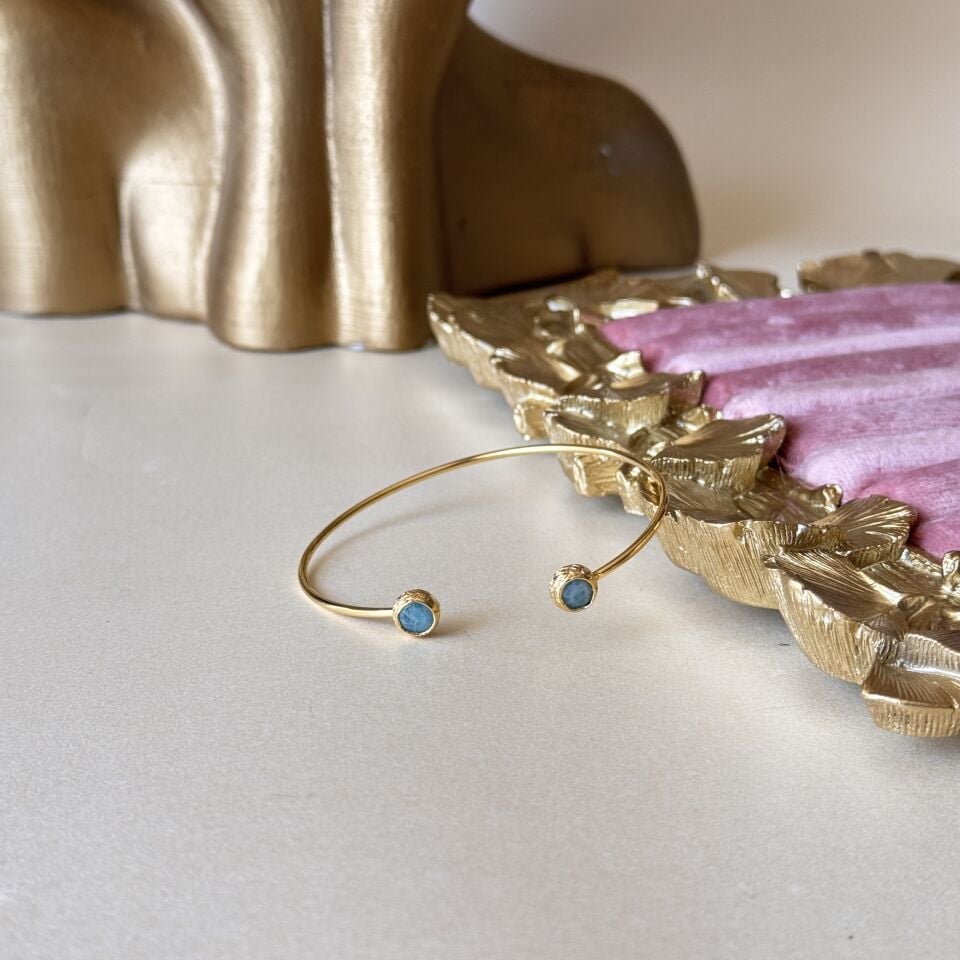 Amazonit Doğal Taşlı Kelepçe Bileklik