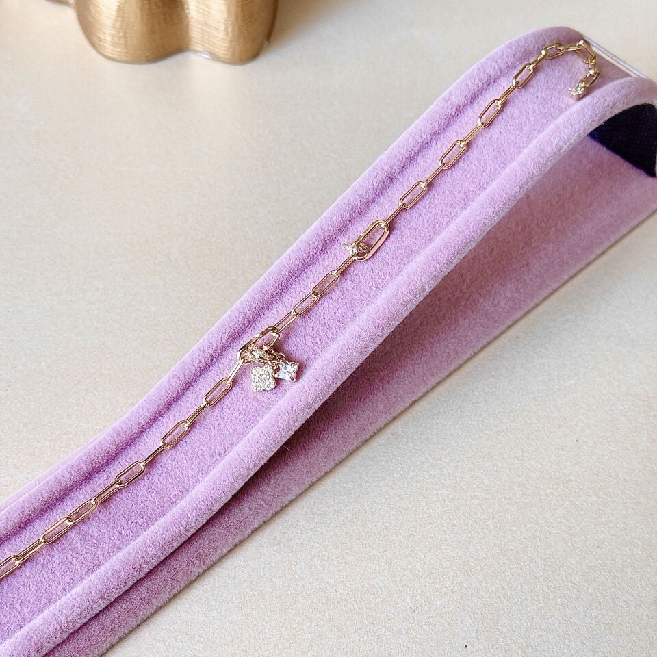 Gold Zincir Charm Zarif Bileklik