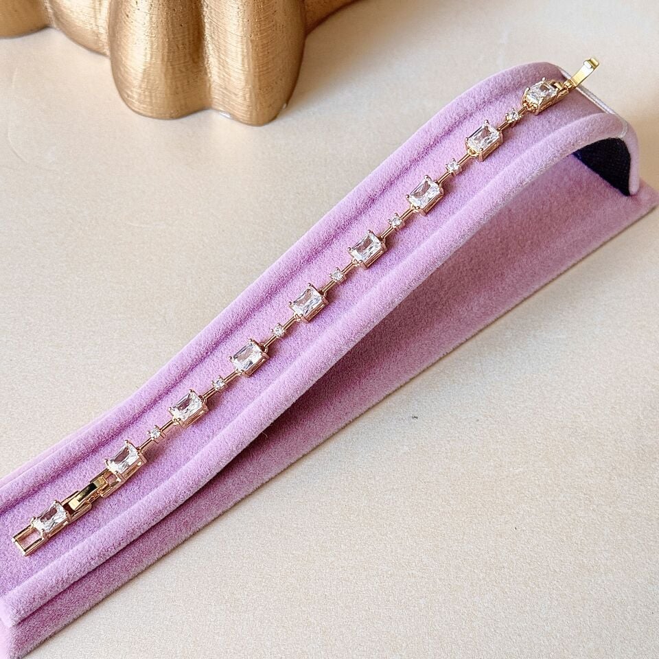 Zirkon Taşlı Gold Bileklik