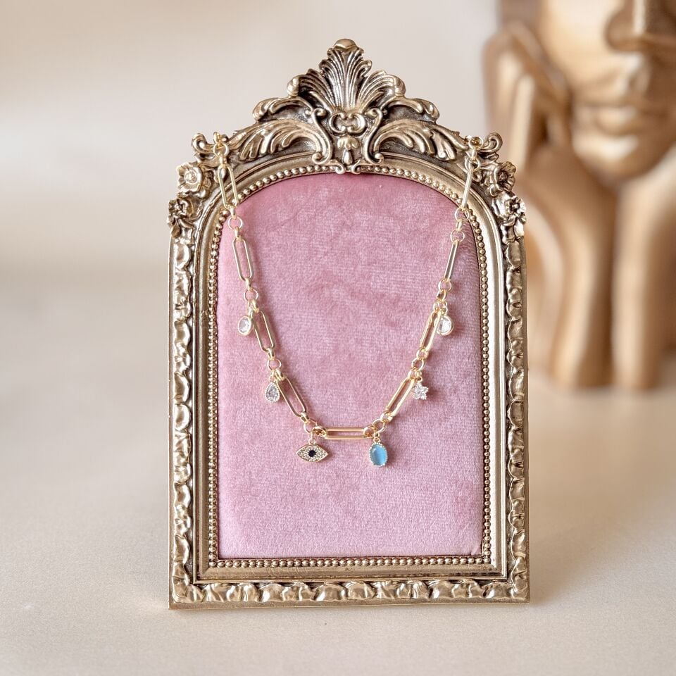 Göz Detaylı Charm Zincir Kolye