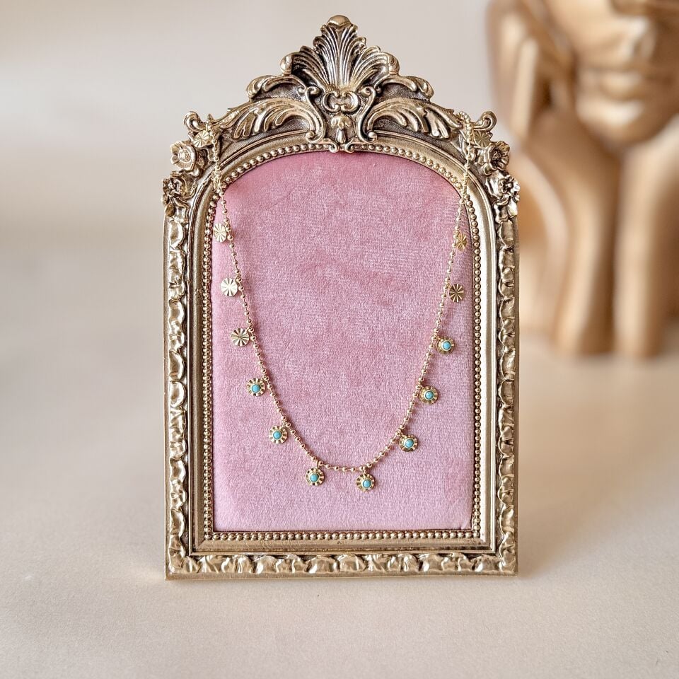 Nazar Taş Detaylı İnce Zincir Kolye