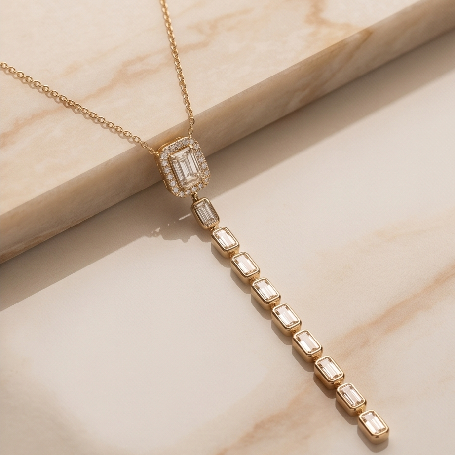 Elara Baguette Y Kolye · Luxury Line