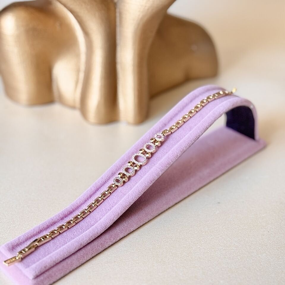 14K Gold Kaplama Kararmaz Bileklik – Zirkon Taşlı Oval