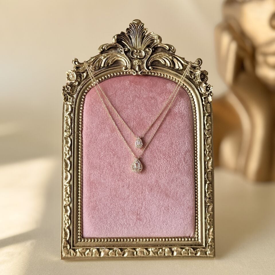 Zirkon Katmanlı Gold Kolye